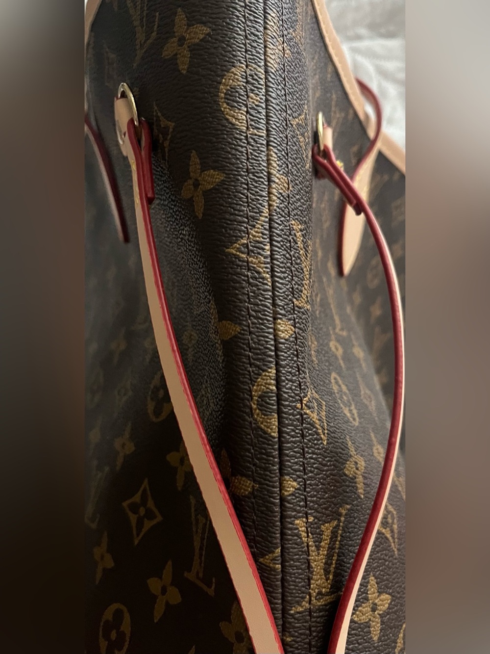 Source Unknown Brown Monogram Canvas Tote with Natural Trim - Picture 5 of 10